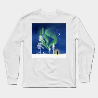 Aurora lighting - Northern lights in Scandinavia Long Sleeve T-Shirt